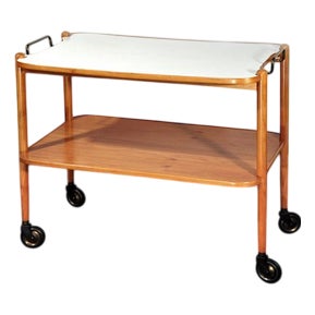 Serving Cart in Cherry Wood For Sale