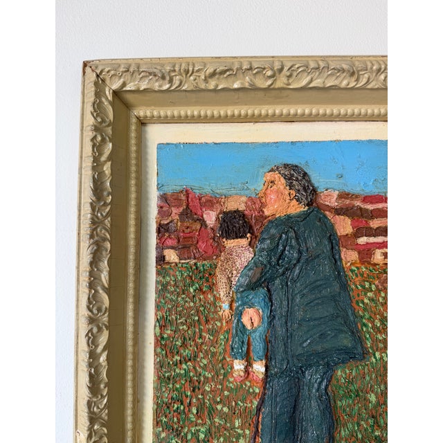 1970’s Vintage Figurative Abstract Heavy Impasto Oil Painting on Canvas Board, Framed For Sale In Miami - Image 6 of 11