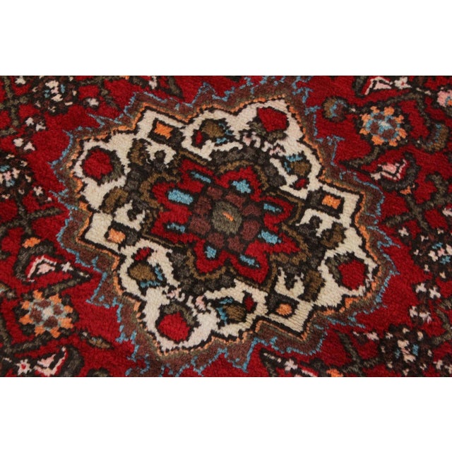 1980s Shabby Chic Persian Floral Red/Ivory Wool&Silk Runner Rug- 3'5'' X 7'0'' For Sale - Image 5 of 10