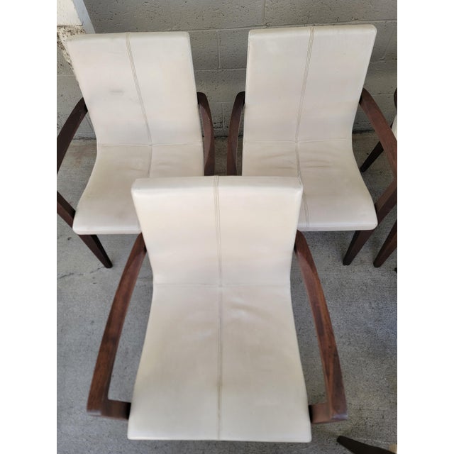 Authentic Holly Hunt "Studio H" Leather Scoop Dining Arm Chairs Set 10 For Sale - Image 17 of 18