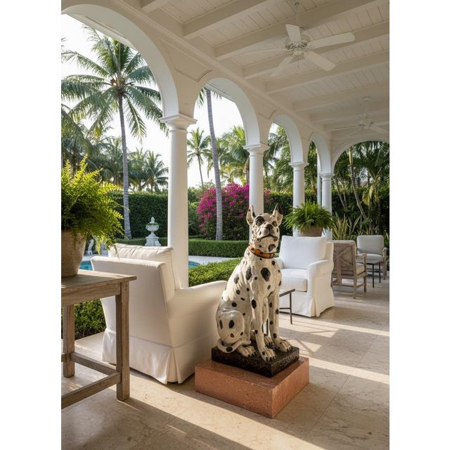 Ceramic Large-Scale 44” Italian Hand-Painted Ceramic Great Dane Statue For Sale - Image 7 of 12