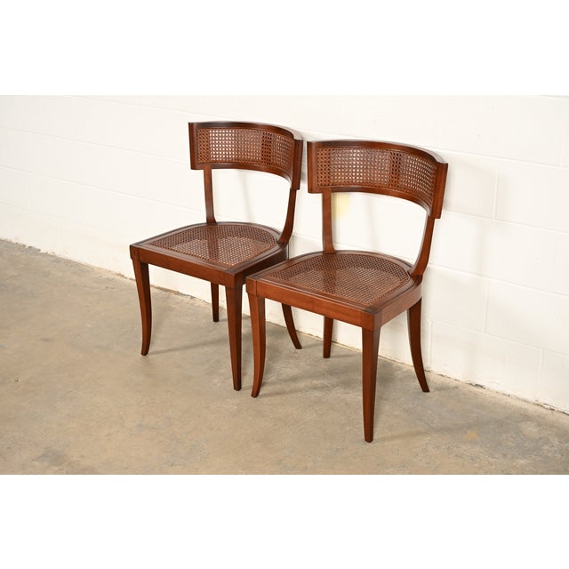 Baker Furniture Company Michael Taylor for Baker Furniture Klismos Cherry Wood and Cane Side Chairs or Dining Chairs, Newly Refinished For Sale - Image 4 of 15