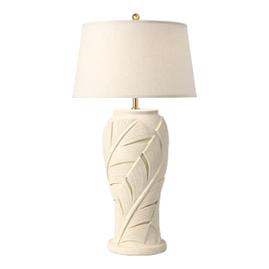 Late 20th Century Hollywood Regency Palm Beach Sculptural Leaf Table Lamp With Linen Shade