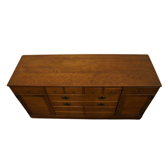 Ethan Allen Heirloom Nutmeg Maple Colonial Early American 60" Triple Door Dresser W. Shutter Doors For Sale - Image 9 of 12