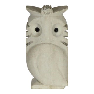 1960s French Hand-Carved Owl Lamp With Glass Eyes For Sale