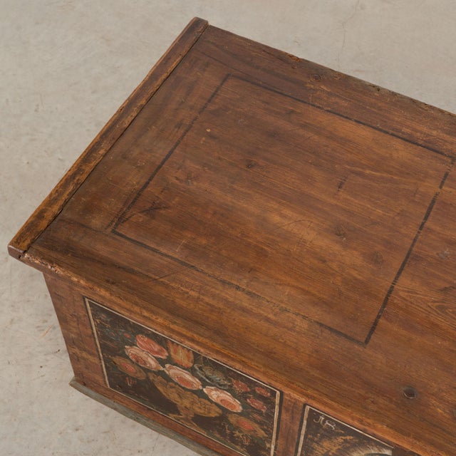 1836 Austrian Hand-Painted Folk Art Trunk With Madonna For Sale - Image 6 of 18