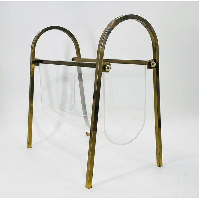 Charles Hollis Jones Brass & Lucite Magazine Holder by Charles Hollis Jones, Usa 1960's For Sale - Image 4 of 12