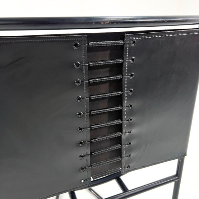 Metal Model 91 Chairs in Black Leater by Mario Botta for Alias, 1990s, Set of 4 For Sale - Image 7 of 16
