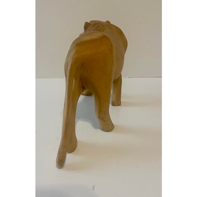 Vintage Kamba Carved Wooden Lion Sculpture For Sale - Image 9 of 10