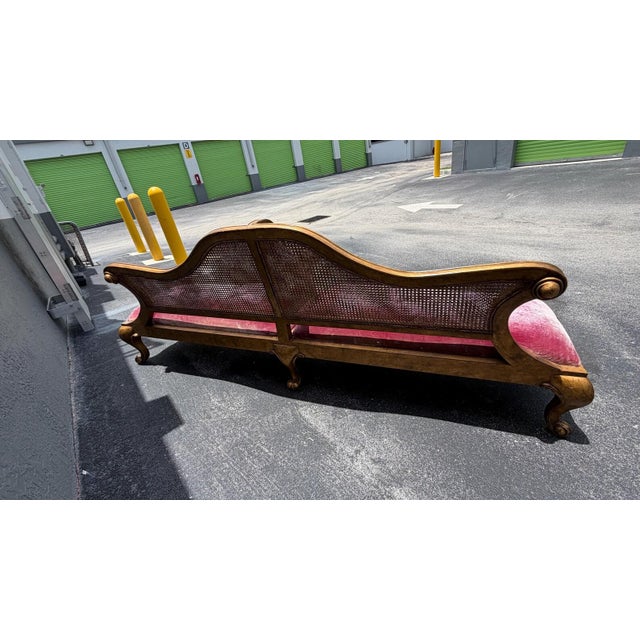 French Vintage Louis XV Gold Double Cane and Wood Tete a Tete 98" For Sale - Image 3 of 4