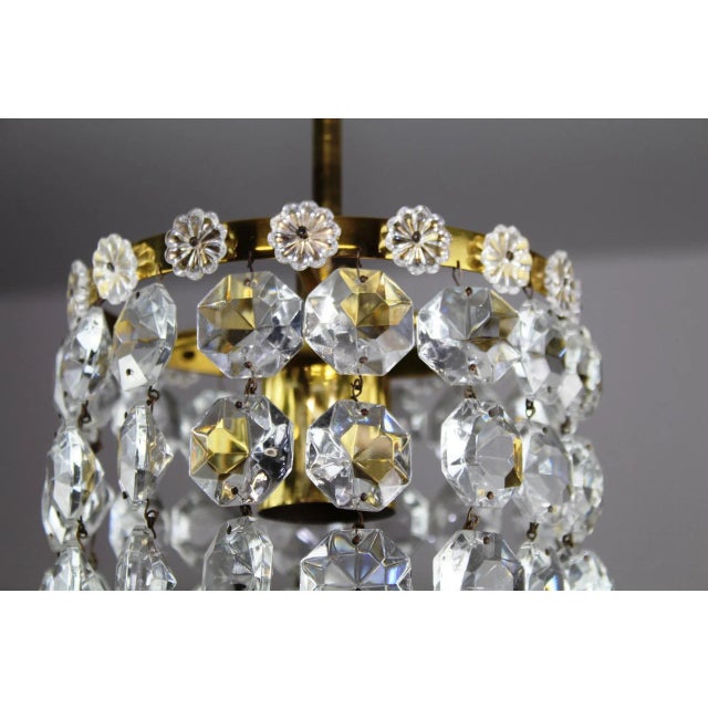 1950s Brass and Crystal Chandelier, 1950s For Sale - Image 5 of 9