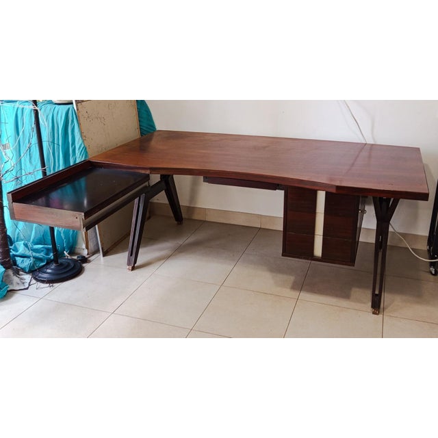 Tolomeo model desk + chair Designed by Ico Parisi for MIM Roma Vintage, circa 1970s Made of rosewood and metal. Chair...