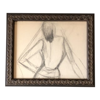 Vintage Original Charcoal Figure Study Drawing 1950’s For Sale