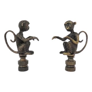 Mid-Century Modern Monkey Lamp Finials - a Pair For Sale