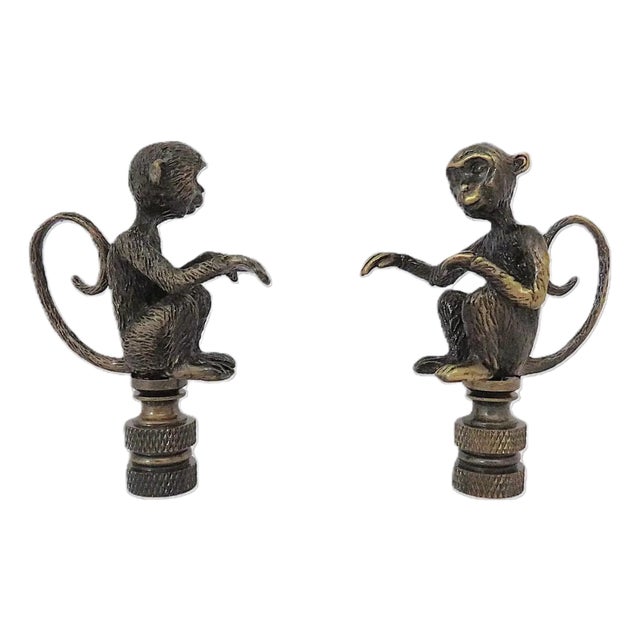 Mid-Century Modern Monkey Lamp Finials - a Pair For Sale