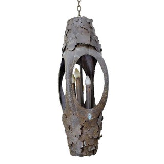 Tom Greene Brass Brutalist Pendant Light for Feldman Lighting Co. For Sale