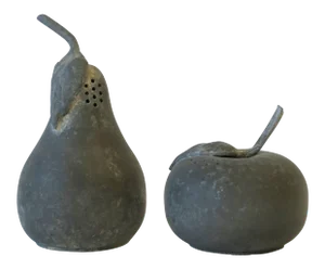 Set of Pewter Fruit Salt and Pepper Shakers or Decorative Objects - 2 Pieces