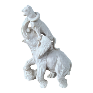 1950s Vintage Elephant & Tiger Sculpture