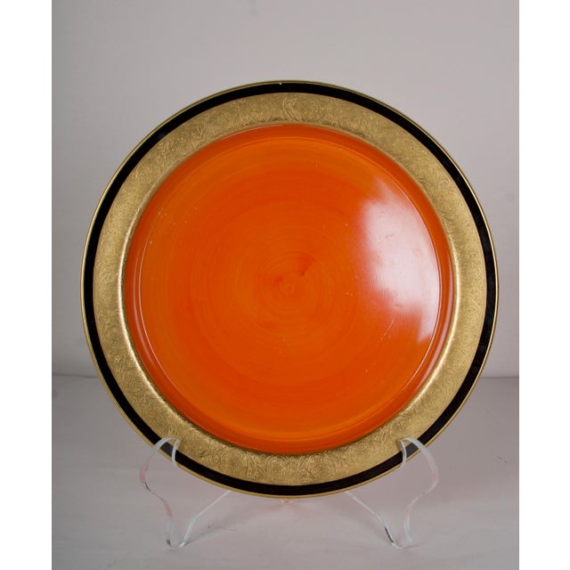 1940s Glass Charger and Matching Candlesticks With 24k Gold Details - 3 Piece Set For Sale In Sacramento - Image 6 of 13