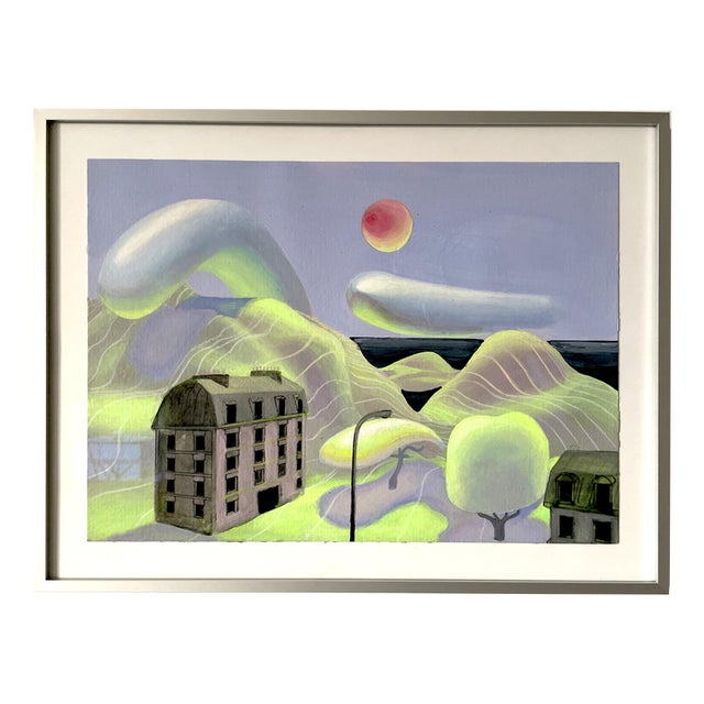 Nico Pearleyes, Surreal Landscape, Acrylic on Fabriano Paper, 2025, Framed For Sale