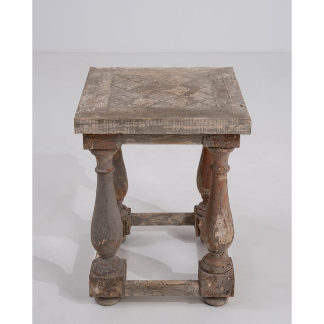 French 20th Century French Pedestal Side Table With Turned Legs France Mid 20th Century For Sale - Image 3 of 13