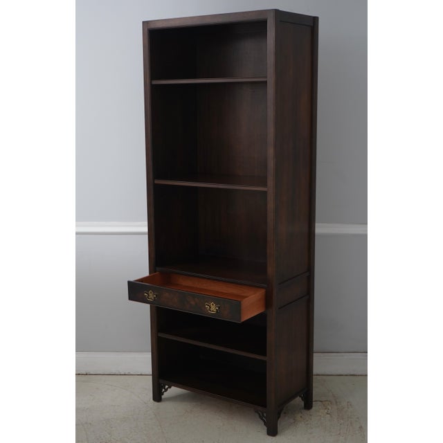 Chippendale Knob Creek Walnut Finish Mahogany Open Bookcase For Sale - Image 3 of 15