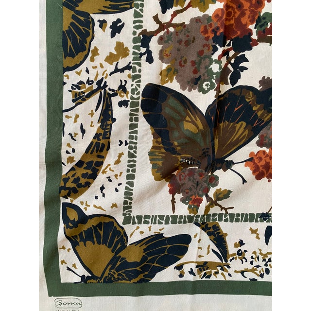 Olive 46.5” XL Wool Modernist Abstracted Butterfly Scarf (Turkey) For Sale - Image 8 of 12