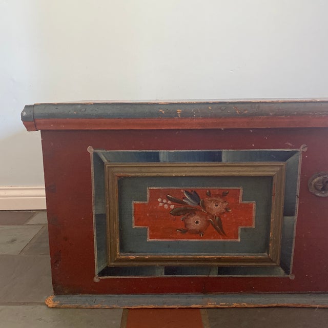 Swedish Original Paint Trunk Blanket Chest For Sale - Image 4 of 14