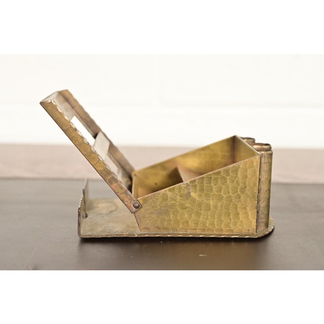 Brass Roycroft Arts & Crafts Brass Finished Hammered Copper Perpetual Desk Calendar Frame For Sale - Image 8 of 13