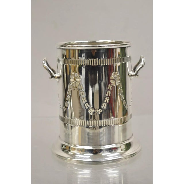 Vintage M. Bros English Edwardian Silver Plated Wine Champagne Bottle Coaster. Circa Mid 20th Century. Measurements: 6.5"...