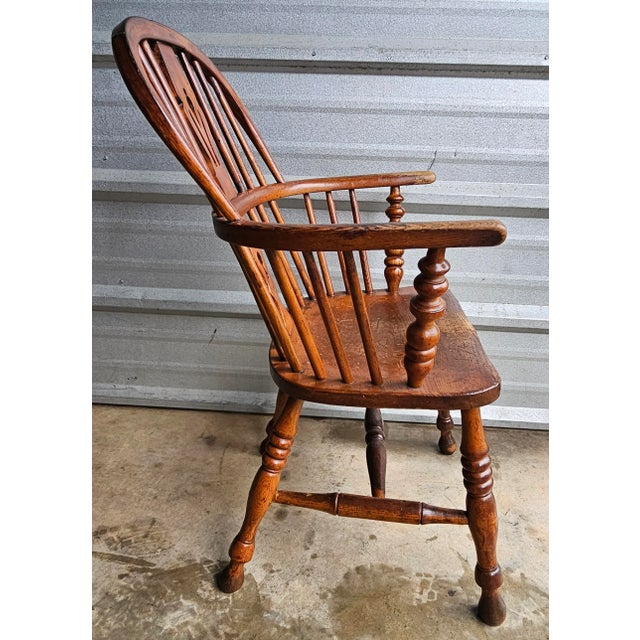 Mid 19th Century 19th Century Handcrafted English Oak Windsor Armchair For Sale - Image 5 of 6