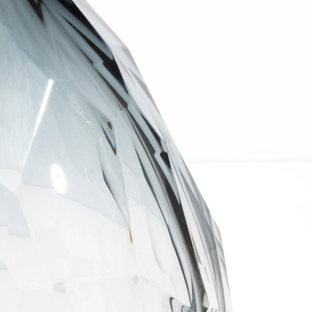 Gray Hand Blown Murano Facet Vase in Grey Medium For Sale - Image 8 of 9