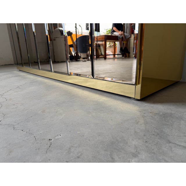 1970s Hollywood Regency Ello Brass & Beveled Mirror Credenza Sideboard For Sale - Image 12 of 17