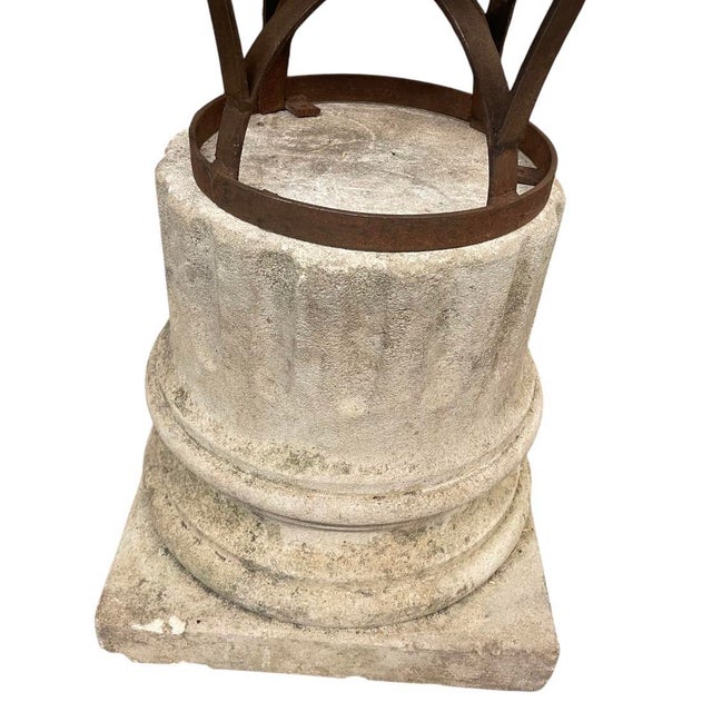 Vintage Wrought Iron Armillary Sphere on Cast Stone Pedestal For Sale - Image 11 of 12