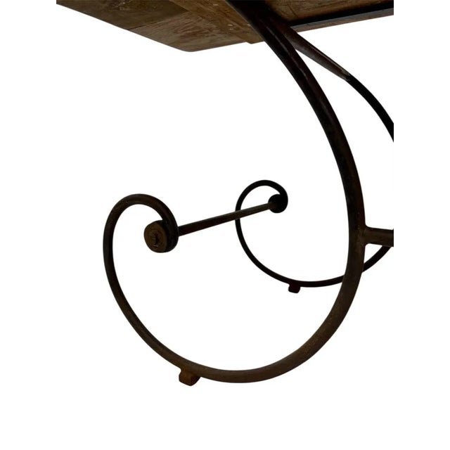 French Country Steel Base French Style Bakers Table For Sale - Image 3 of 6