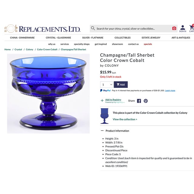 Mid 20th Century Set of 4 Colony Glass Co. Crown Cobalt Blue Pedestal Dishes For Sale - Image 15 of 16