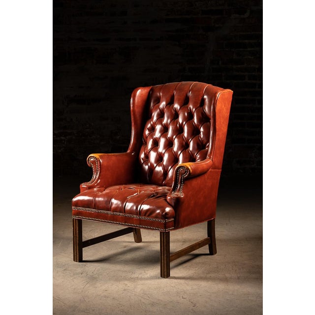 Vintage Tufted Leather Armchair in Red Chairish