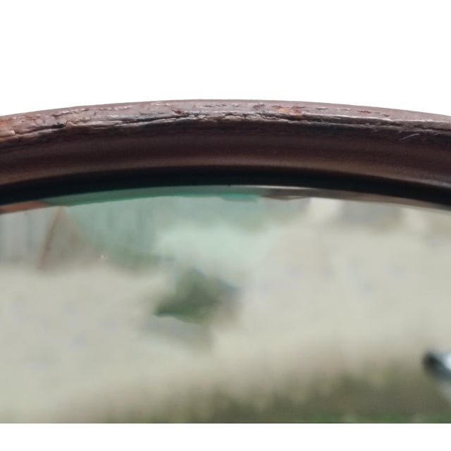 Mid-Century Modern Round Wall Mirror in Cognac Leather and Rope from Pizzetti, Italy, 1950s For Sale - Image 3 of 11