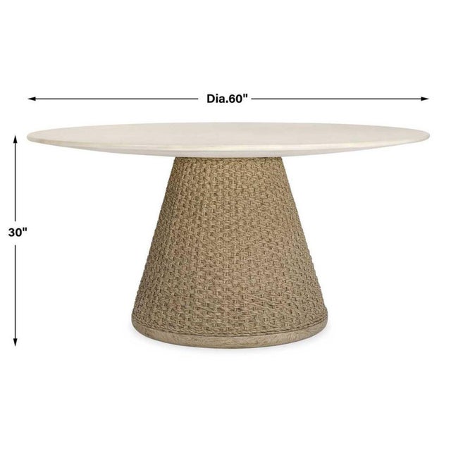 2020s Wicker Pedestal Outdoor Indoor Dining Table For Sale - Image 5 of 5