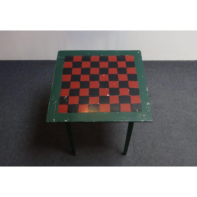 1910s Early 20th Century Folk Art Hand-Painted Collapsible Game Table / Chess Board For Sale - Image 5 of 18