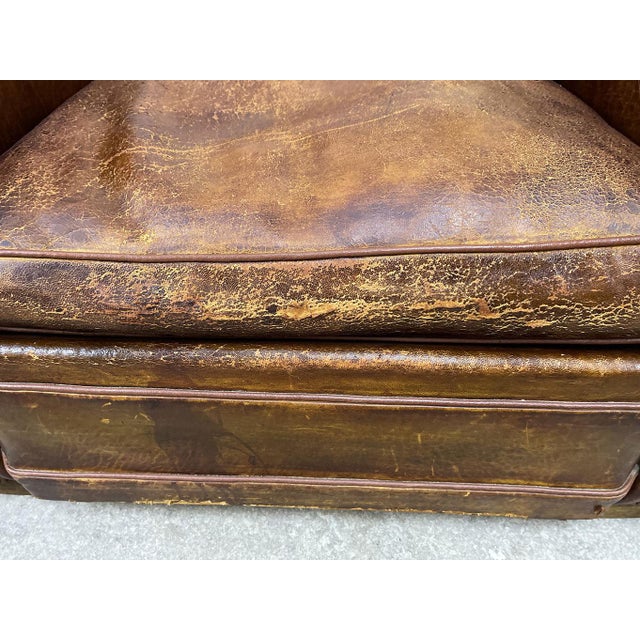 1950s Vintage Club Chair in Genuine Leather, 1950s For Sale - Image 5 of 15
