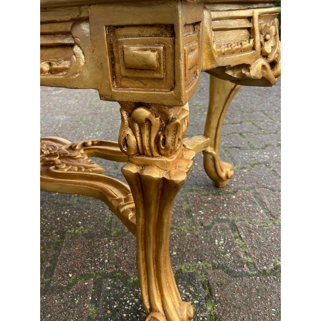 1950s French Gilt Beech Off-White Leather Bench For Sale - Image 10 of 16
