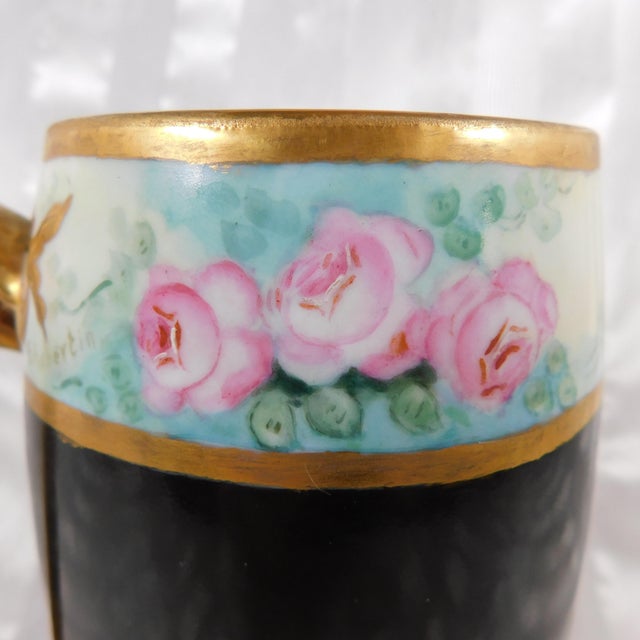 Ceramic 1960s Signed Floral Mug With Dragon Handle For Sale - Image 7 of 9