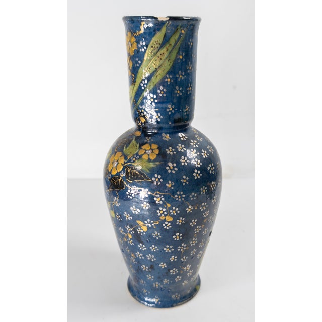 Late 19th Century 19th Century French Art Pottery Hand Painted Vase in Aesthetic Japonisme Style For Sale - Image 5 of 10