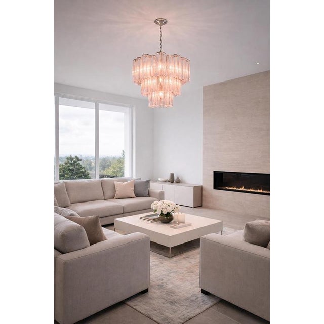 Italian Chandelier in Murano Glass and Nickel-Plated Metal, 1980s For Sale - Image 3 of 16
