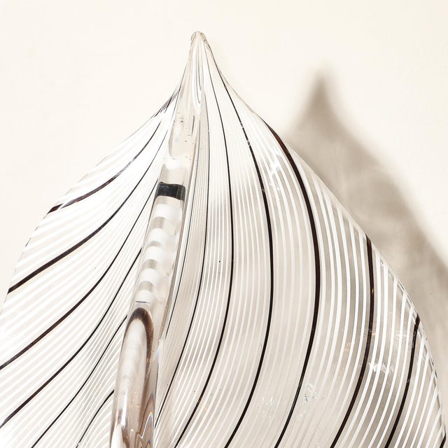 Mid-Century Hand-Blown Black Linear Murano Glass Leaf Sconces by Franco Luce For Sale - Image 14 of 15