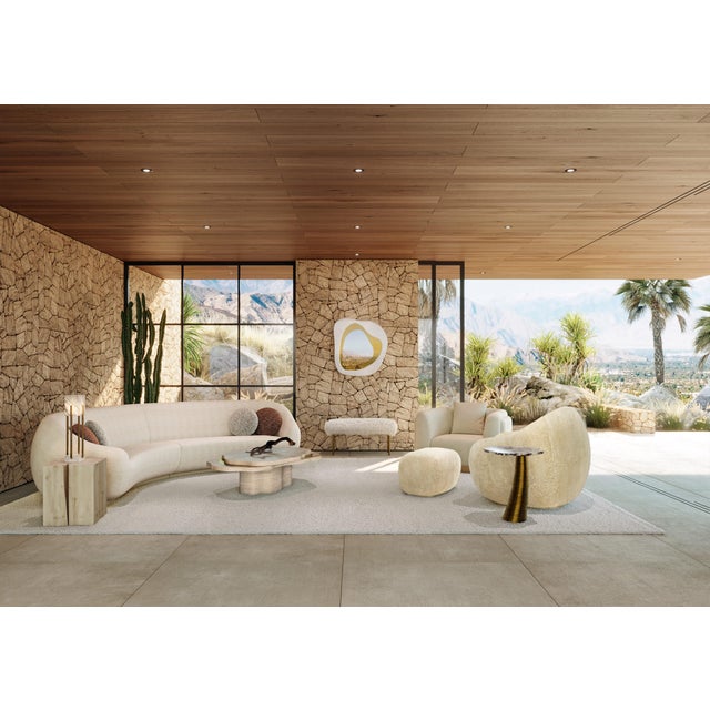 Goldenrod Arizona Coffee Table in Travertine Stone by Insidherland For Sale - Image 8 of 11