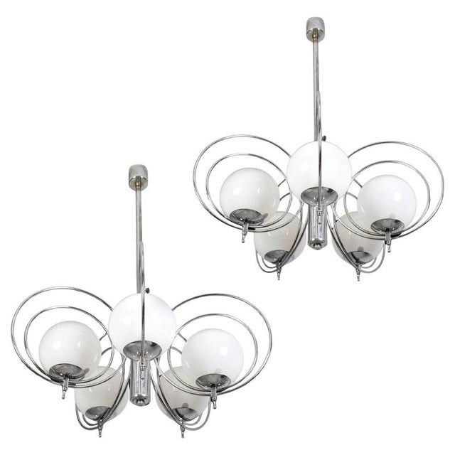Italian Chrome and Murano Glass Sphere Chandeliers, 1970, Set of 2 For Sale - Image 15 of 15