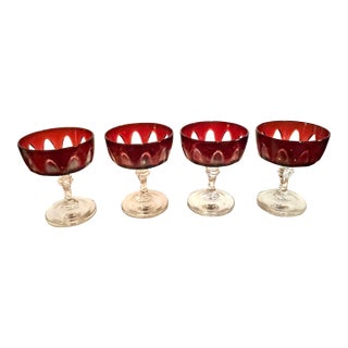 1970s Cristal D’ Arques Durand Gothic Champagne Sherbet Glasses- Set of 4 For Sale
