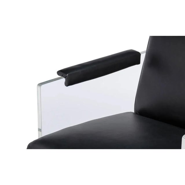 Modern Black Leather and Lucite Armchair For Sale In Raleigh - Image 6 of 9